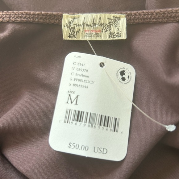 Free People Intimately V Neck Bodysuit Top Brown Medium - Picture 5 of 6